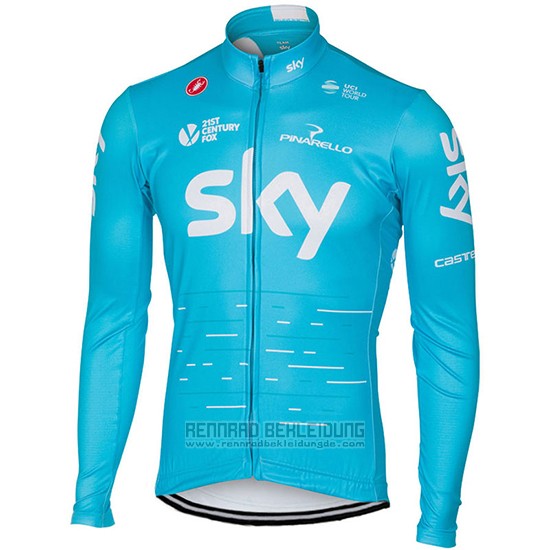 2017 Fahrradbekleidung Sky Azurblau Trikot Langarm und Tragerhose